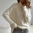 Damen Komfortabler Strickpullover mit Rollkragen R&B
