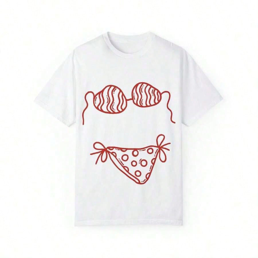 Damen oversized T-Shirt mit kreativem Bikinimotiv und lässigem Schnitt R&B