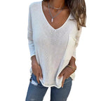 Damen legerer V-Ausschnitt Pullover mit praktischer Tasche