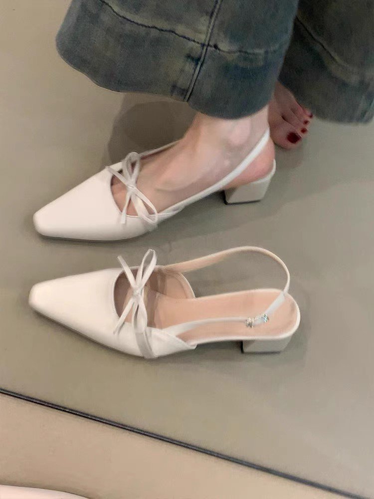 Damen elegante Slingback-Ballerinas mit dekorativem Schleifenakzent R&B