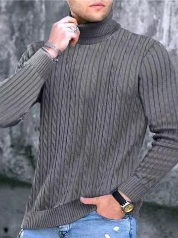 Herren Rollkragenpullover mit strukturiertem Strickmuster R&B