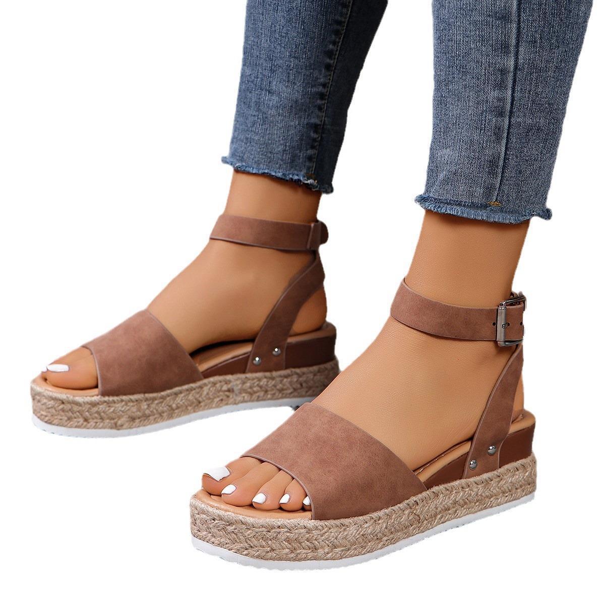 Damen Wedge-Sandaletten mit elegantem Riemen-Design und komfortablem Fußbett R&B