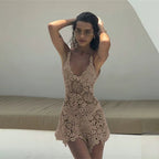 Damen gehäkeltes Strandkleid mit raffinierter Blumenspitze R&B
