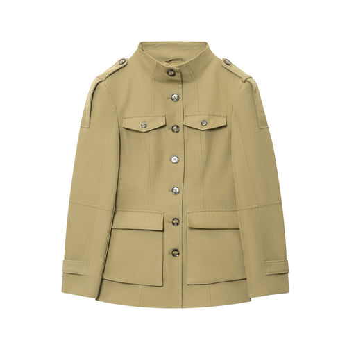 Damen Utility-Jacke mit hohen Kragen und praktischen Taschen R&B