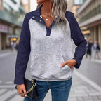 Damen modischer Stehkragen-Pullover mit strukturierter Oberfläche R&B