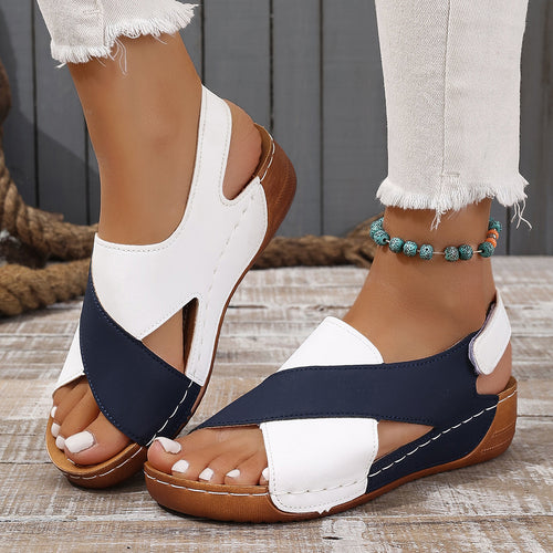 Damen Offene Riemensandalen mit modischem Kreuzbanddesign R&B