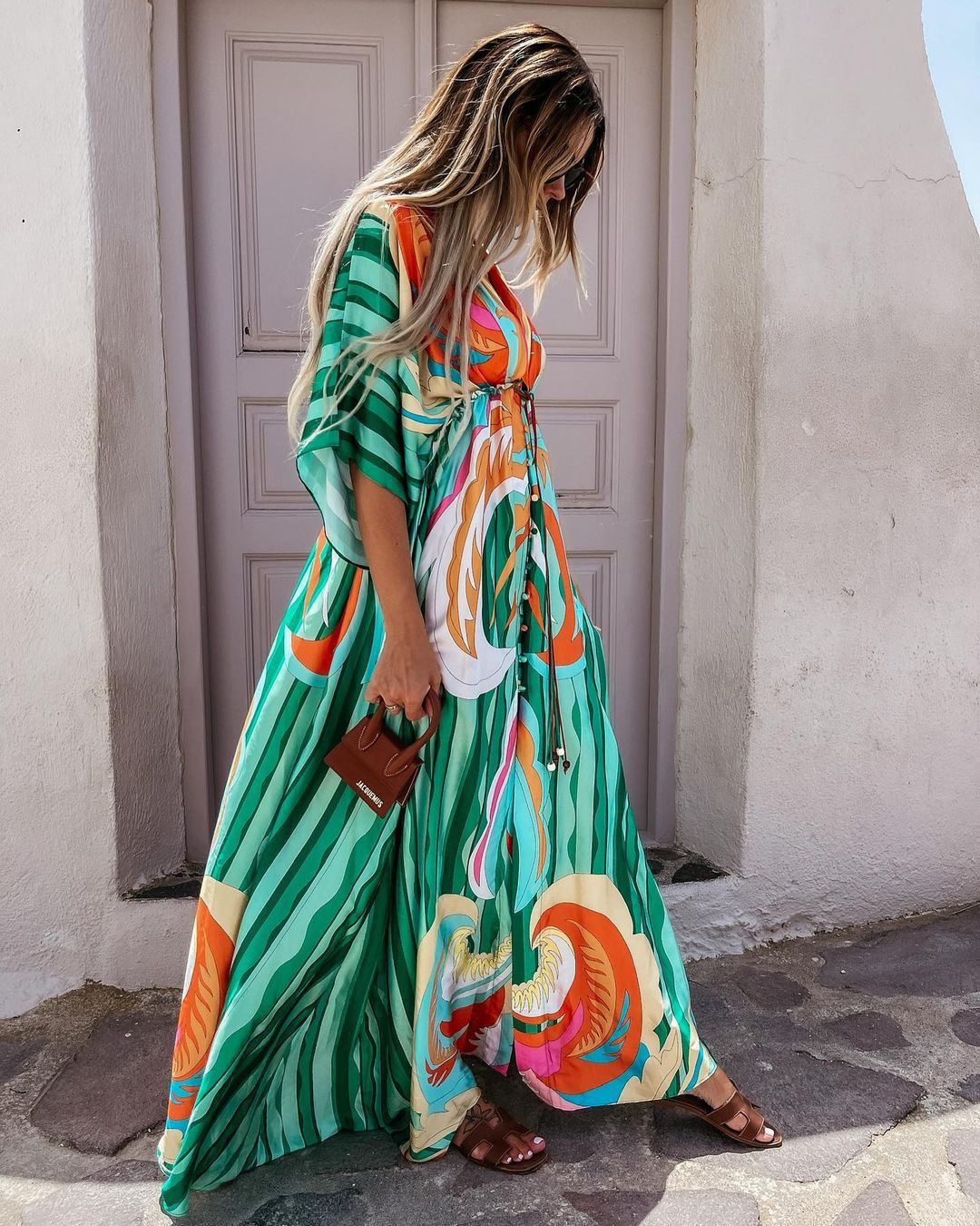 R&B | Kurzarm Schwingendes Langkleid