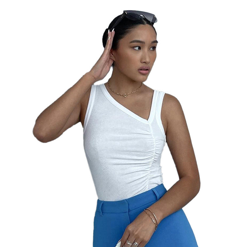 Damen Figurbetontes Raffungstop mit asymmetrischem Ausschnitt R&B