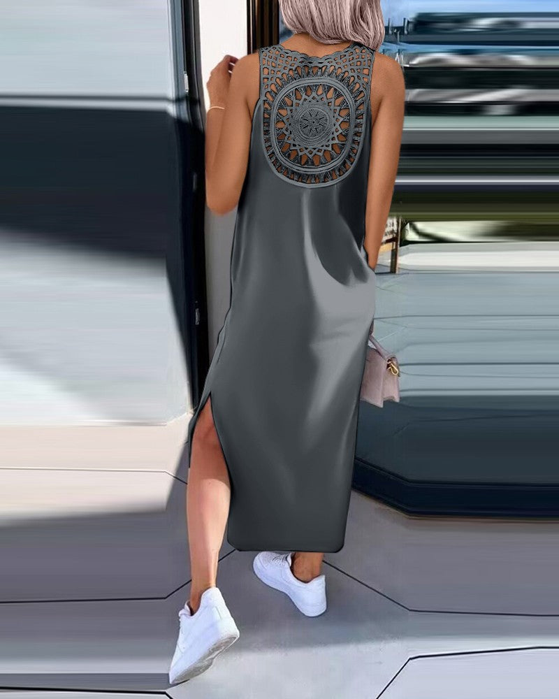 Damen Maxi-Kleid mit handgefertigter Spitze R&B