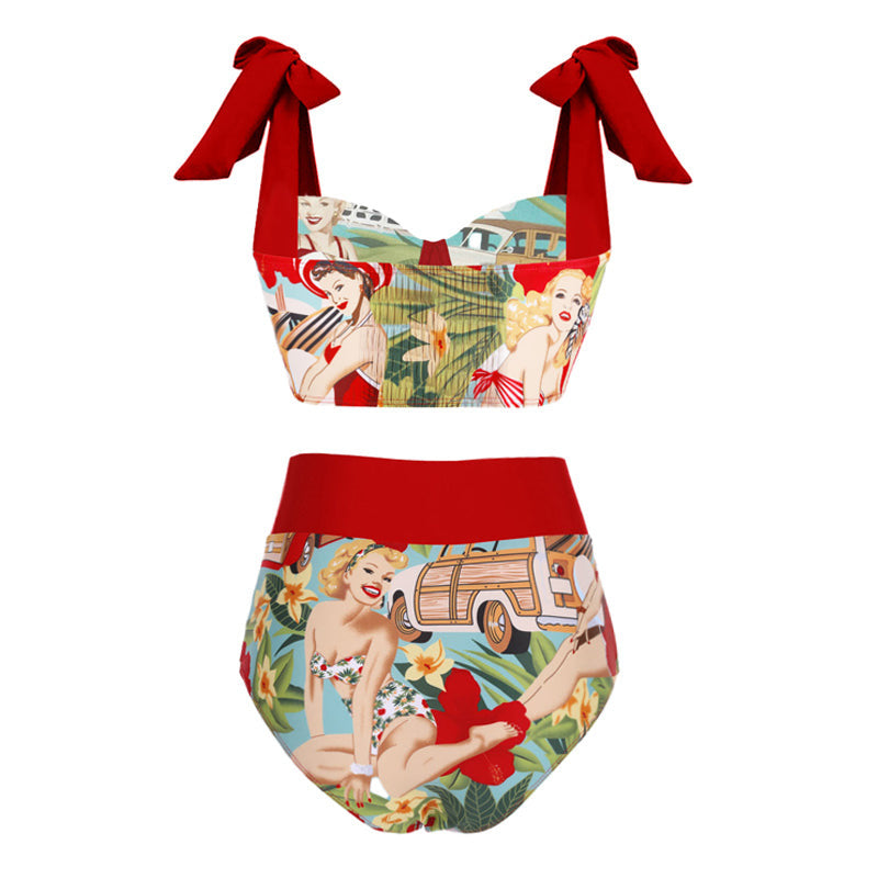 Damen Bikiniset mit hochtaillierten Shorts und verspieltem Wickelrock R&B