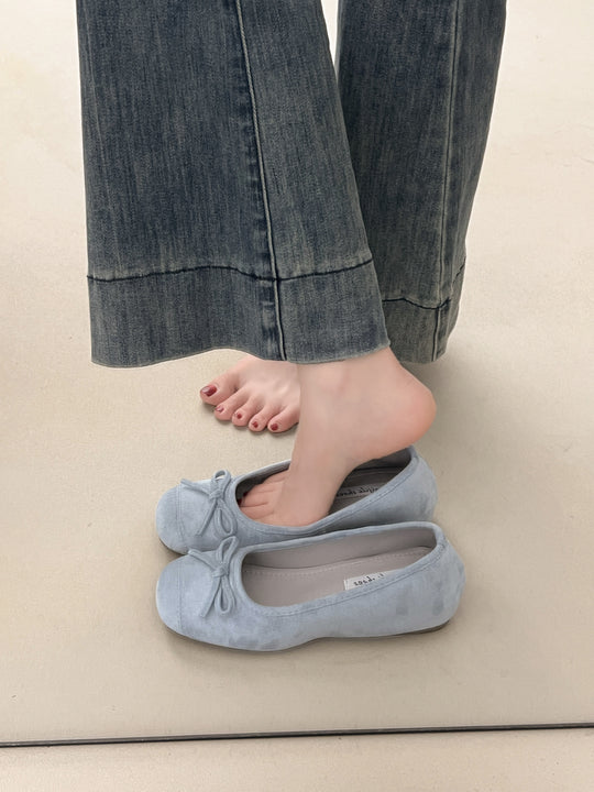Damen Ballerinas mit zarter Schleifenapplikation und weichem Veloursleder R&B