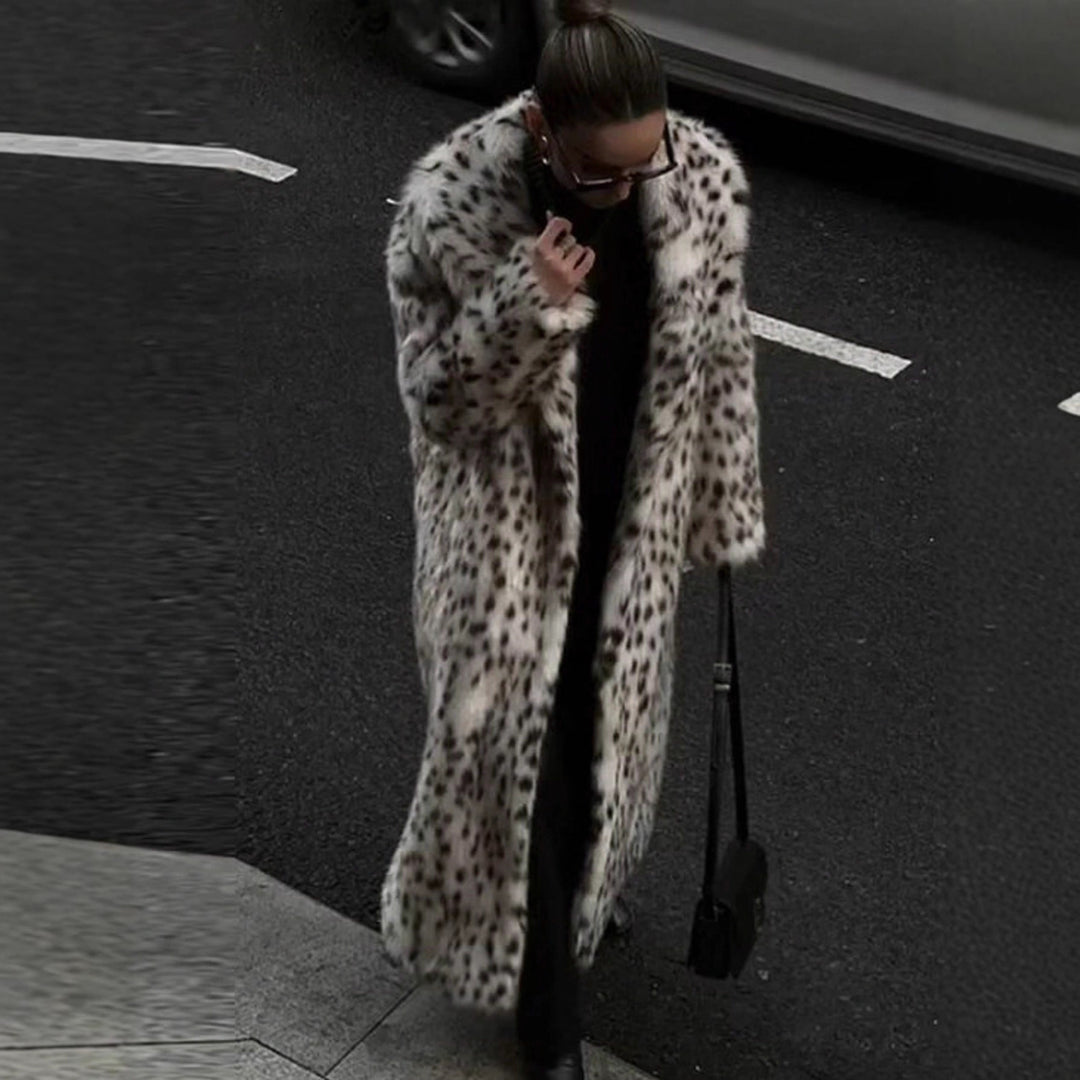 Damen Modische und warme Fleecejacke mit Leopardenmuster R&B