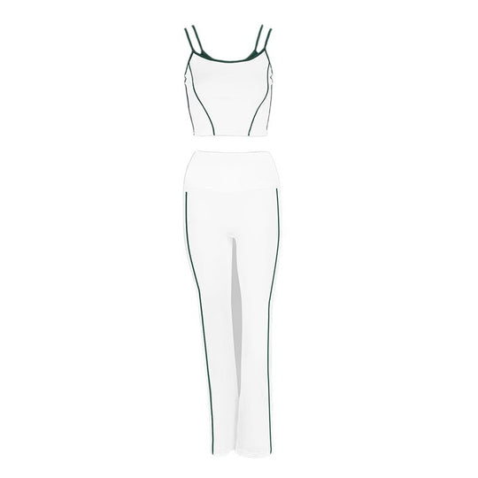 Damen Sportliches Zweiteiliges Set mit modischem Crop-Top und weiten Leggings R&B