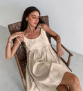 Damen lässiges Leinen A-Linien Kleid R&B
