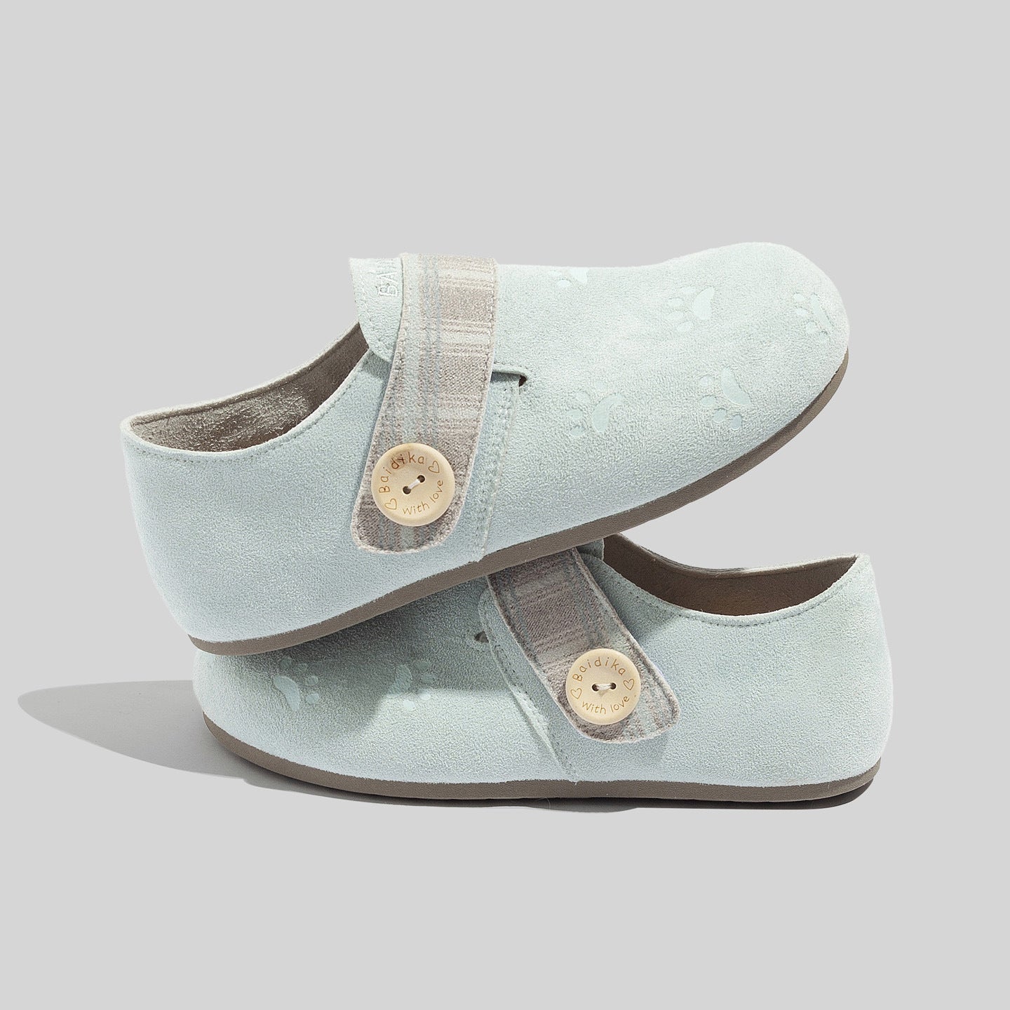 Damen Clogs mit weichem Innenfutter und dekorativem Knopfverschluss