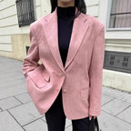 Damen Eleganter Oversized Blazer aus feinem Wildlederimitat R&B