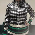 Damen Sportlicher Strickpullover mit Stehkragen und grafischem Muster R&B