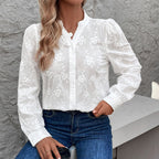 Damen Bluse mit Elegantem Floralem Lochmuster R&B
