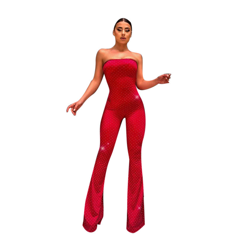 Damen Eleganter und figurbetonter Jumpsuit mit schimmernden Applikationen R&B
