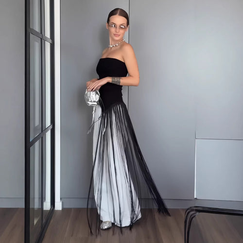 Damen Maxikleid mit schimmerndem Fransen-Design R&B