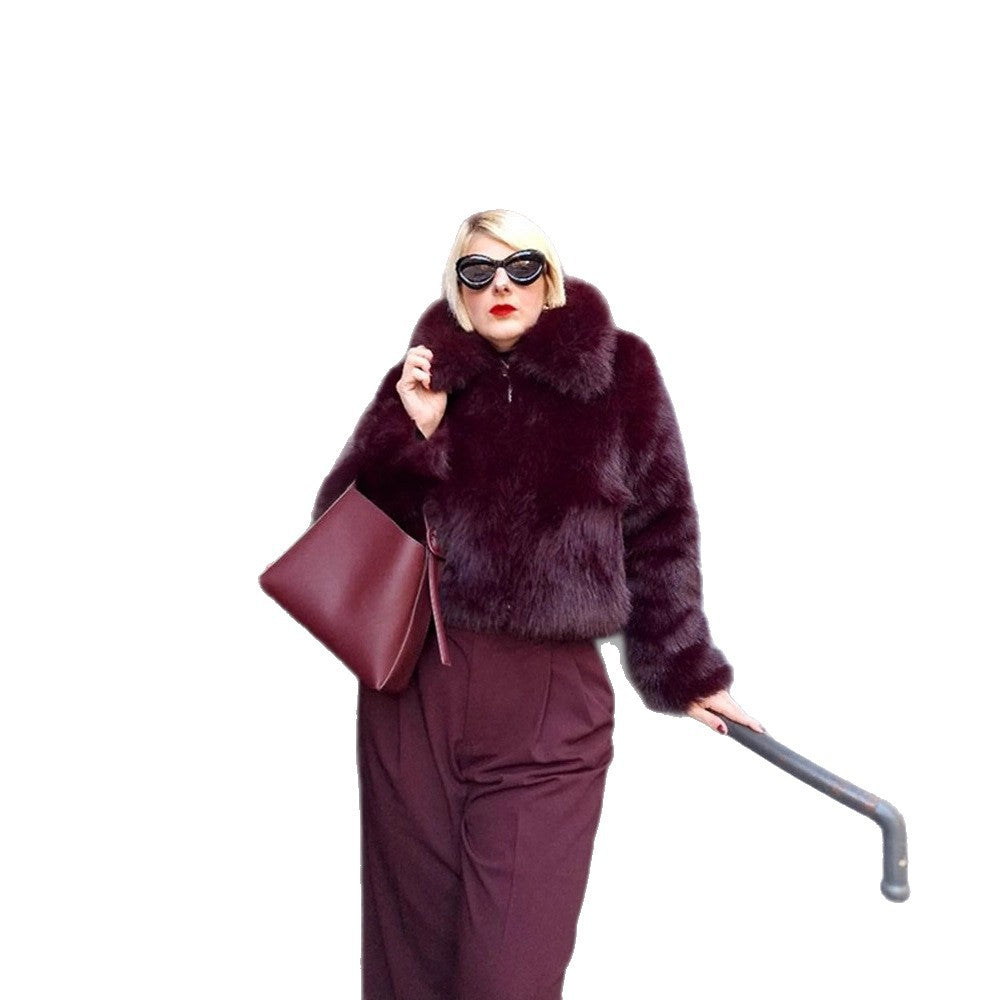 Damen Kunstpelzjacke mit voluminösen Ärmeln und elegantem Schnitt R&B
