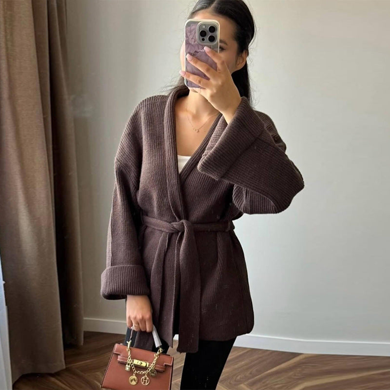 Damen gemütlicher Strickmantel R&B