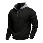 Herren Kapuzenpullover mit halbem Reißverschluss und kontrastierendem Innenfutter R&B