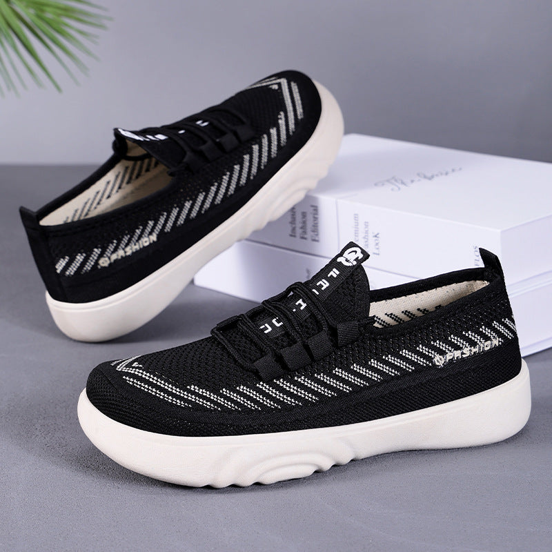 Damen Leichte Freizeit Sneakers mit elastischem Strickdesign und rutschfester Sohle R&B