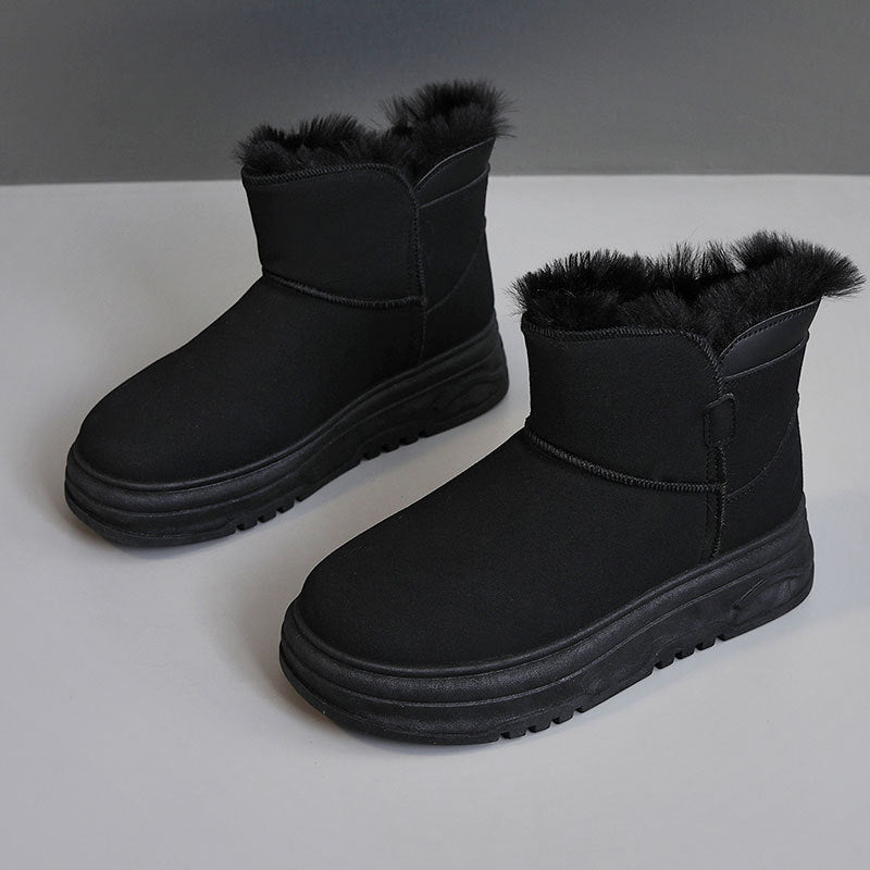 Damen warme Winterstiefel mit flauschigem Kunstfellrand und rutschfester Sohle R&B