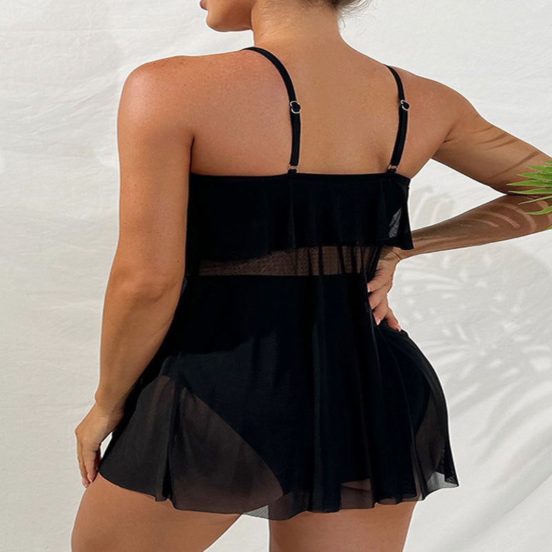 Damen Schwimmunterwäsche mit lässigem Babydoll-Design und verstellbaren Trägern R&B