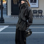 Damen Oversize-Thermojacke mit hohem Kragen und strukturierter Oberfläche R&B