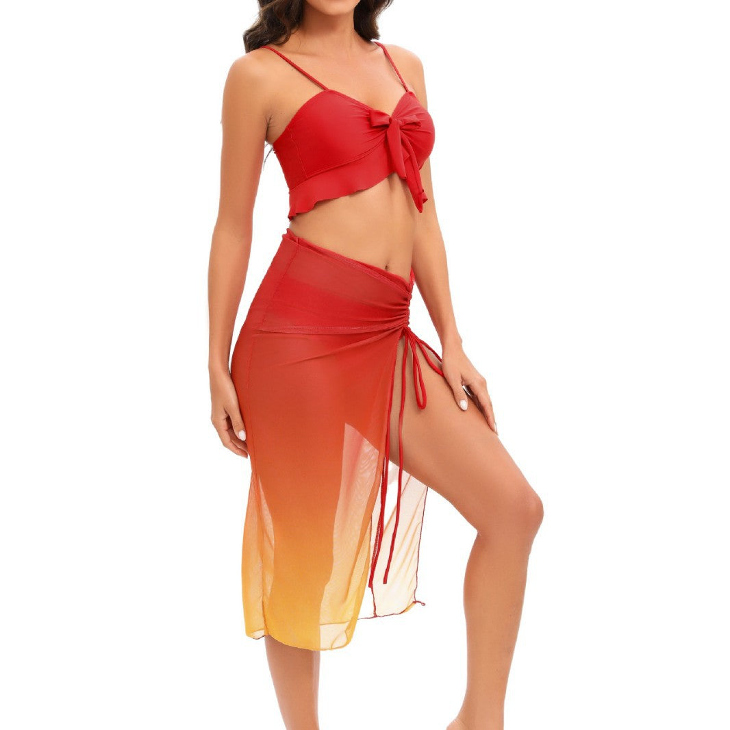 Damen Bikini-Set mit Rüschendetails und hoch taillierten Shorts R&B