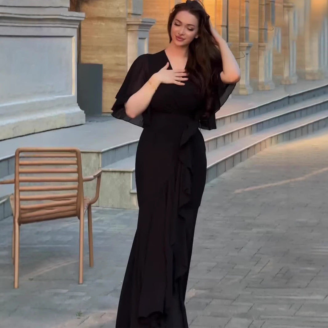 Damen Elegantes Maxikleid mit fließendem Schnitt und raffinierten ärmellosen Akzenten R&B