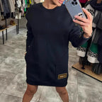 Damen lässiger Hoodie mit praktischen Taschen und dekorativen Details R&B
