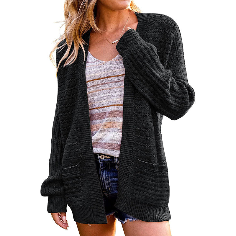Damen gemütlicher Strickcardigan mit besonderen Details