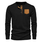 Herren Langarmshirt mit Rippstruktur und bequemem Stehkragen R&B