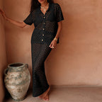 Damen Netz-Outfit mit dekorativer Knopfleiste und Elegantem Schnitt EB