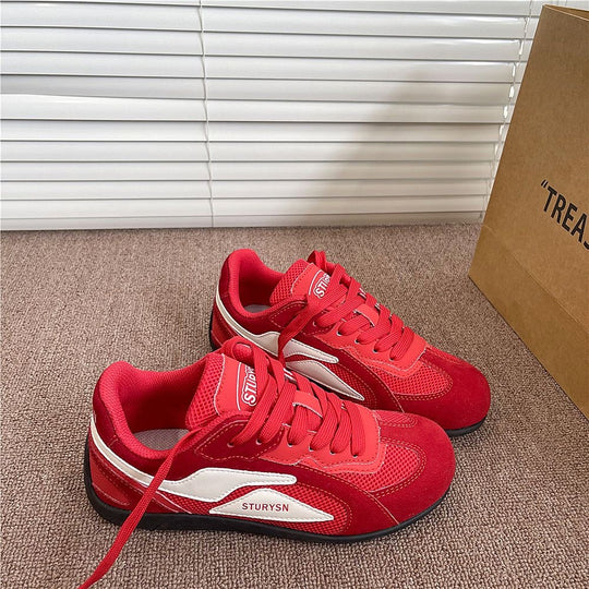Damen Sportliche Sneaker mit weicher Veloursoberfläche und atmungsaktiver Netzstruktur R&B