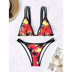 Damen Triangel-Bikini mit stylischem Schnitt und palmendruck R&B
