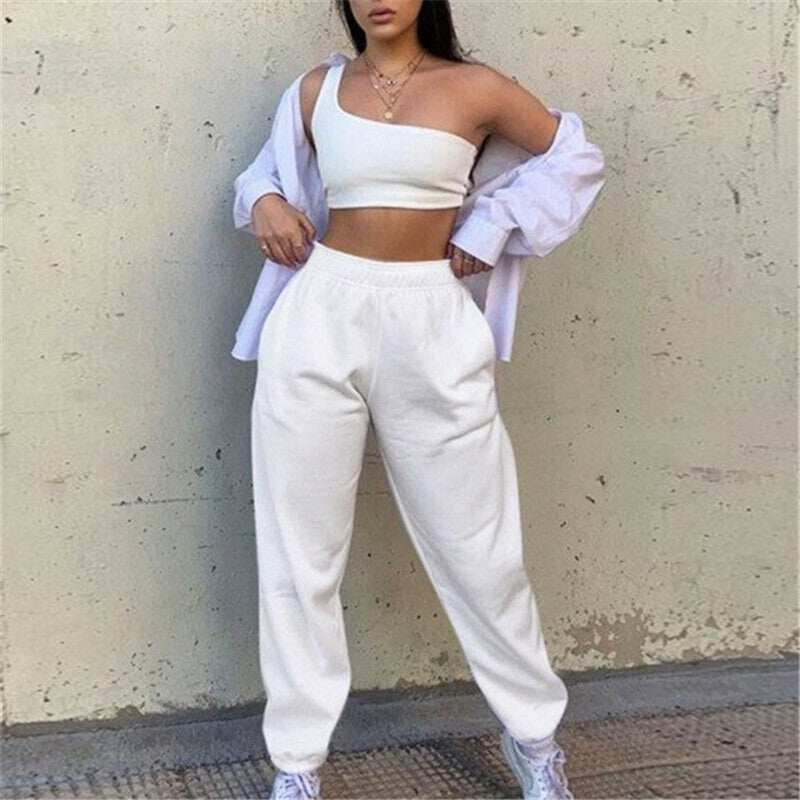 Damen Sportliche Sweathose mit elastischem Bund und lässigem Schnitt R&B
