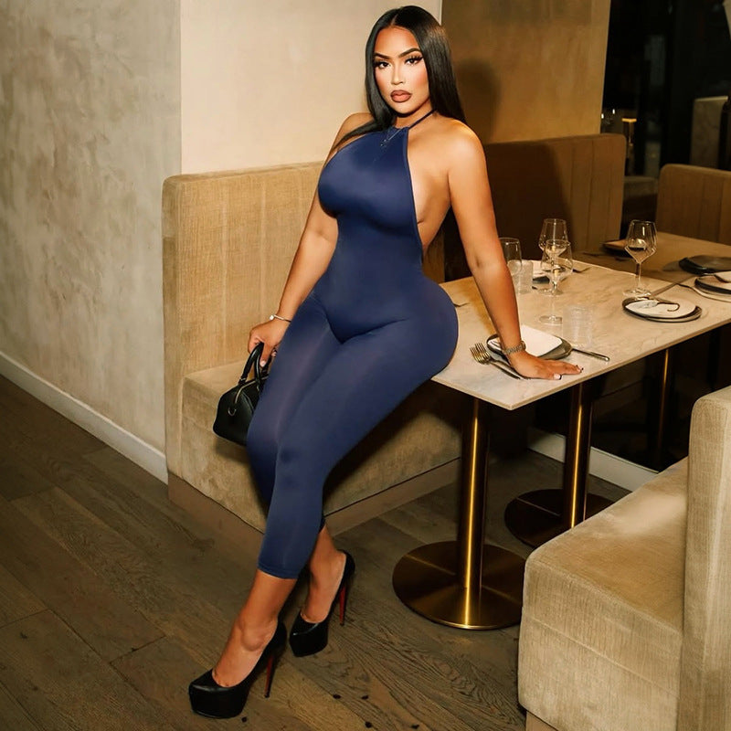 Damen Eleganter und figurbetonter Jumpsuit mit hohem Kragen und zurückhaltendem Design R&B