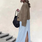 Damen modische Kurzjacke mit eleganten Knopfdetails und praktischen Taschen R&B
