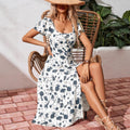Damen Maxikleid mit elegantem Quadrat-Ausschnitt und charmanten Rüschendetails R&B