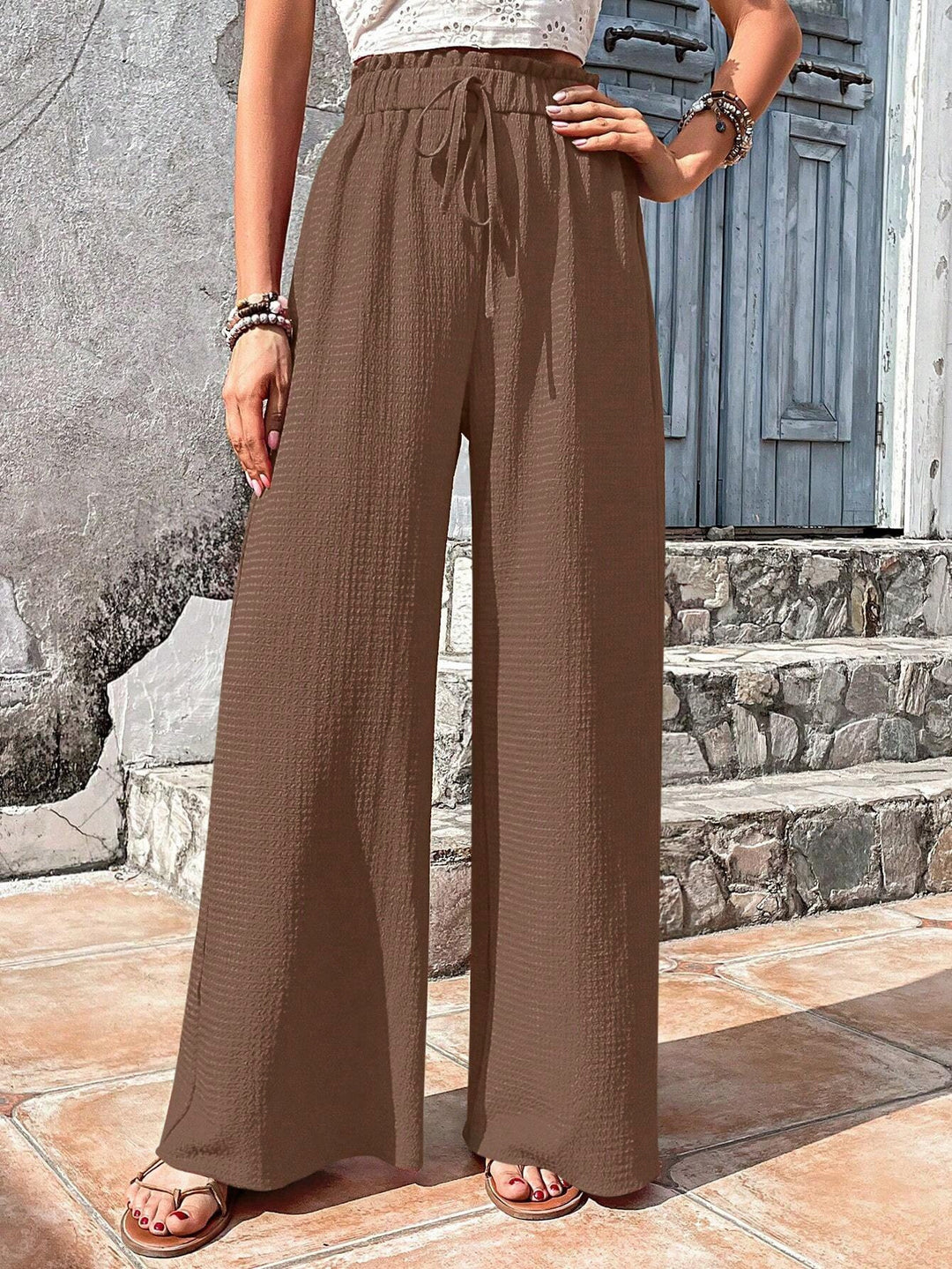 Damen Weite Sommerhose mit elastischem Bund und seitlichen Taschen R&B