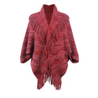 Damen Strickponcho mit luxuriösen Fransen und modernem Design