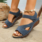 Damen Keil-Sandalen mit verstellbarem Riemen und offenen Zehen R&B