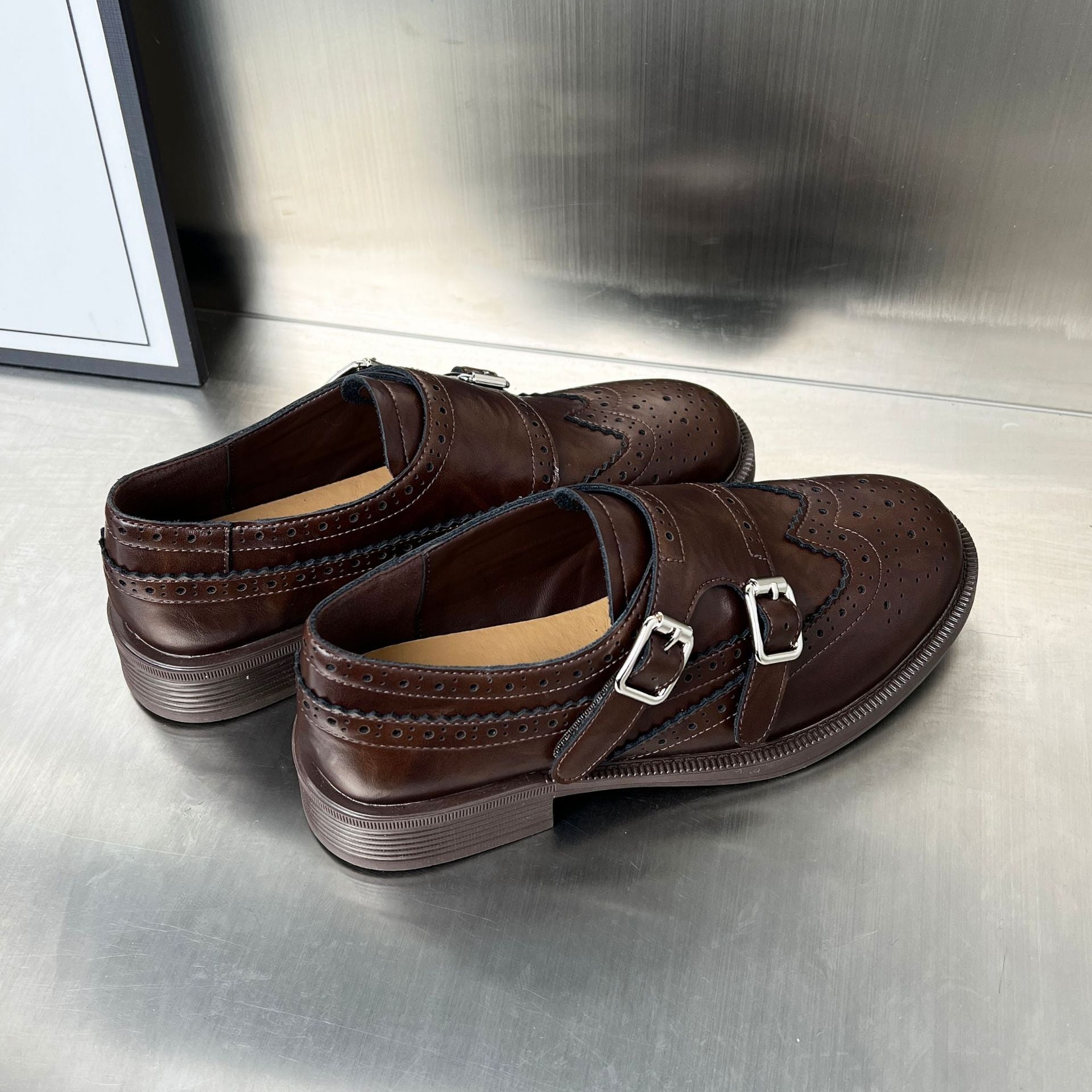 Damen Elegante Schnürschuhe mit doppeltem Schnallenverschluss und modischen Details R&B