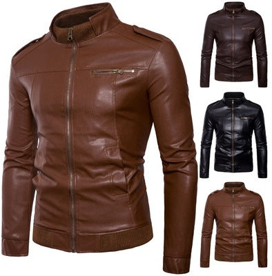 Herren Kunstleder Bikerjacke mit aufregenden Details und modernem Schnitt