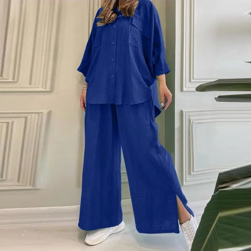 Damen lässiges und luftiges Oberteil mit weitem Hosenanzug R&B