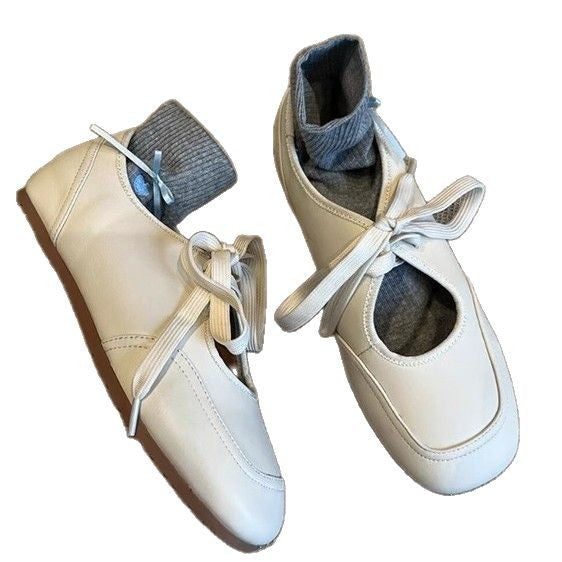 Damen Ballettschuhe mit elastischem Knöchelschutz und dekorativem Schleifenverschluss R&B